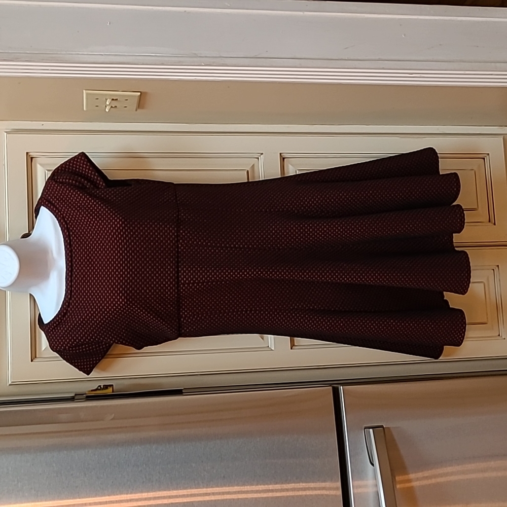 Just Taylor Dark Red Dotted and Black Dress